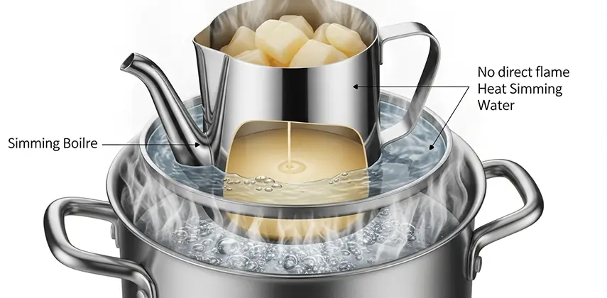 Parafin eritmek için çift kazanlı benmari sistemi kurulumu.