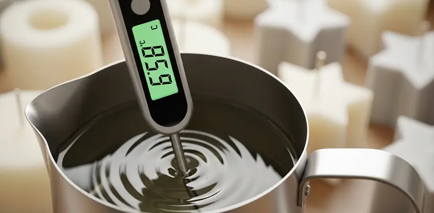 Mum yapımında doğru dereceyi bulmak için dijital termometre kullanımı